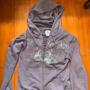 urban outfitters bdg purple glitter y2k zip up sweater